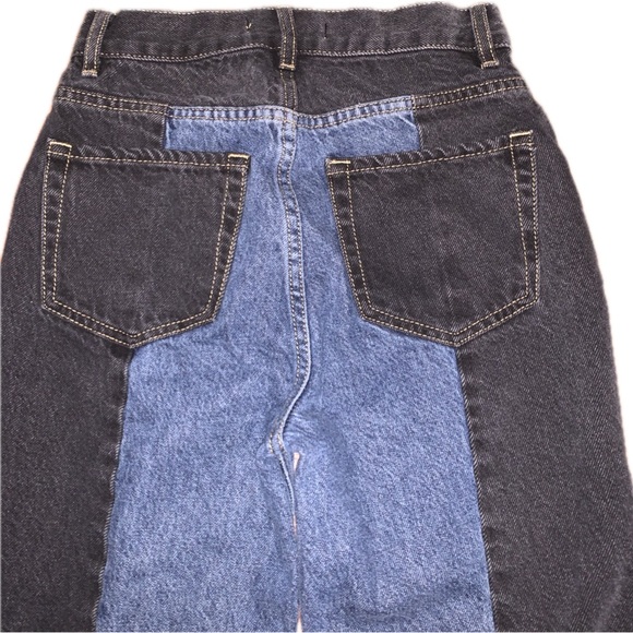 Pacsun UHR Ultra High Rise Slim Black Blue Colorblock Jean 24 Straight Cut Ankle - Picture 12 of 12